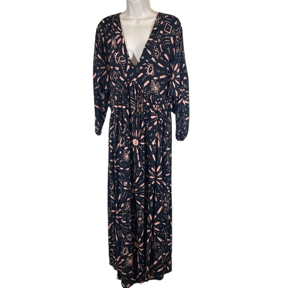 Anthropologie Malai Loni Cover-Up Maxi Dress women’s medium side slits boho - Picture 2 of 14
